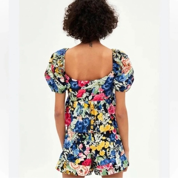 ZARA Trafaluc PRINTED DRAPED‎ TOP FLORAL CROPPED top size XS / shorts size S - Picture 3 of 10